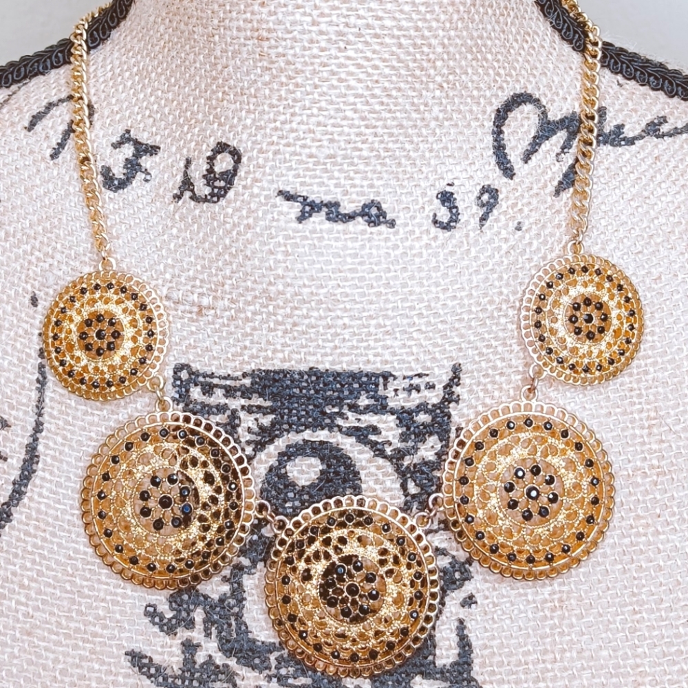 Mandala Zen Necklace/Gold Geometric Necklace/Circular Design Necklace/ Intricate